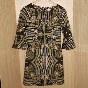 New York & Company Womens Green Retro Inspired Belle Sleeve Dress Medium